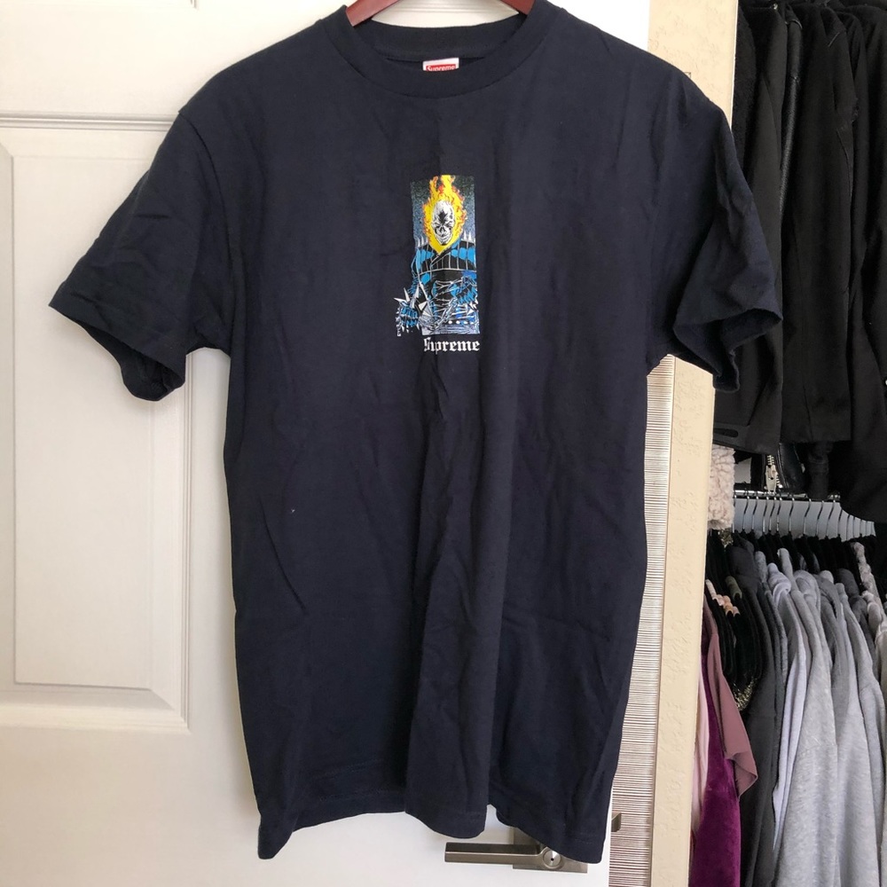 SUPREME GHOST RIDER NAVY T SHIRT